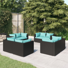 vidaXL 8 részes fekete polyrattan kerti ülőgarnitúra párnákkal kerti bútor