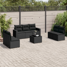 vidaXL 8 részes fekete polyrattan kerti ülőgarnitúra párnákkal kerti bútor