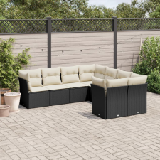 vidaXL 8 részes fekete polyrattan kerti ülőgarnitúra párnákkal kerti bútor