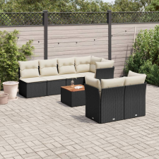 vidaXL 8 részes fekete polyrattan kerti ülőgarnitúra párnákkal kerti bútor