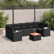 vidaXL 8 részes fekete polyrattan kerti ülőgarnitúra párnákkal kerti bútor