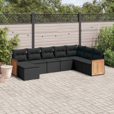 vidaXL 8 részes fekete polyrattan kerti ülőgarnitúra párnákkal kerti bútor