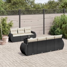 vidaXL 8 részes fekete polyrattan kerti ülőgarnitúra párnákkal kerti bútor
