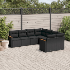 vidaXL 8 részes fekete polyrattan kerti ülőgarnitúra párnákkal kerti bútor