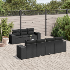 vidaXL 8 részes fekete polyrattan kerti ülőgarnitúra párnákkal kerti bútor
