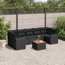 vidaXL 8 részes fekete polyrattan kerti ülőgarnitúra párnákkal kerti bútor