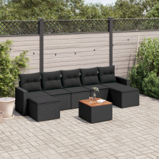 vidaXL 8 részes fekete polyrattan kerti ülőgarnitúra párnákkal kerti bútor