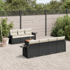 vidaXL 8 részes fekete polyrattan kerti ülőgarnitúra párnákkal kerti bútor