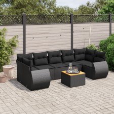 vidaXL 8 részes fekete polyrattan kerti ülőgarnitúra párnákkal kerti bútor
