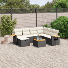 vidaXL 8 részes fekete polyrattan kerti ülőgarnitúra párnákkal kerti bútor