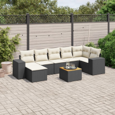 vidaXL 8 részes fekete polyrattan kerti ülőgarnitúra párnákkal kerti bútor