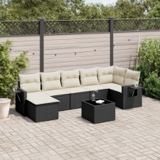 vidaXL 8 részes fekete polyrattan kerti ülőgarnitúra párnákkal kerti bútor
