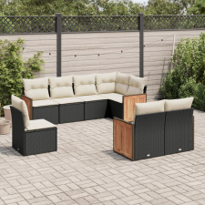 vidaXL 8 részes fekete polyrattan kerti ülőgarnitúra párnákkal kerti bútor