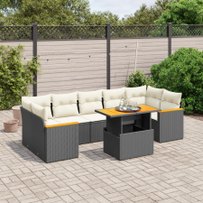 vidaXL 8 részes fekete polyrattan kerti ülőgarnitúra párnákkal kerti bútor