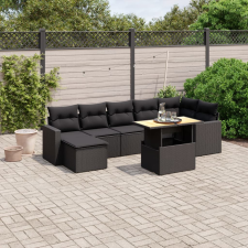 vidaXL 8 részes fekete polyrattan kerti ülőgarnitúra párnákkal kerti bútor