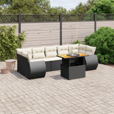 vidaXL 8 részes fekete polyrattan kerti ülőgarnitúra párnákkal kerti bútor