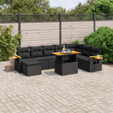 vidaXL 8 részes fekete polyrattan kerti ülőgarnitúra párnákkal kerti bútor