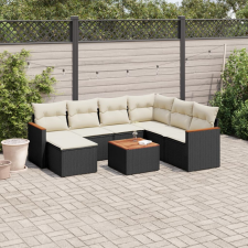 vidaXL 8 részes fekete polyrattan kerti ülőgarnitúra párnákkal kerti bútor