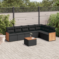 vidaXL 8 részes fekete polyrattan kerti ülőgarnitúra párnákkal kerti bútor