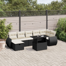 vidaXL 8 részes fekete polyrattan kerti ülőgarnitúra párnákkal kerti bútor
