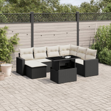 vidaXL 8 részes fekete polyrattan kerti ülőgarnitúra párnákkal kerti bútor