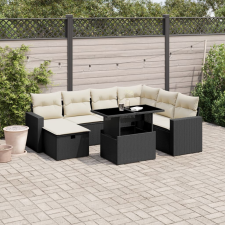 vidaXL 8 részes fekete polyrattan kerti ülőgarnitúra párnákkal kerti bútor