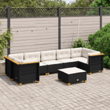 vidaXL 8 részes fekete polyrattan kerti ülőgarnitúra párnákkal kerti bútor