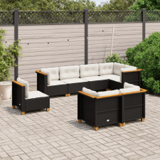 vidaXL 8 részes fekete polyrattan kerti ülőgarnitúra párnákkal kerti bútor