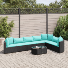 vidaXL 8 részes fekete polyrattan kerti ülőgarnitúra párnákkal kerti bútor