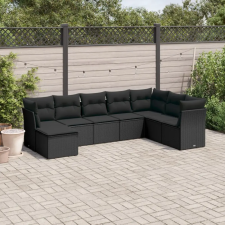 vidaXL 8 részes fekete polyrattan kerti ülőgarnitúra párnákkal kerti bútor