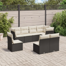 vidaXL 8 részes fekete polyrattan kerti ülőgarnitúra párnákkal kerti bútor