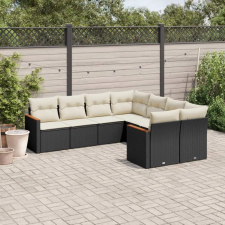 vidaXL 8 részes fekete polyrattan kerti ülőgarnitúra párnákkal kerti bútor