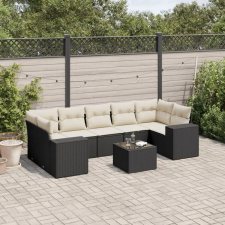 vidaXL 8 részes fekete polyrattan kerti ülőgarnitúra párnákkal kerti bútor