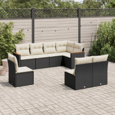 vidaXL 8 részes fekete polyrattan kerti ülőgarnitúra párnákkal kerti bútor