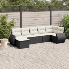 vidaXL 8 részes fekete polyrattan kerti ülőgarnitúra párnákkal kerti bútor