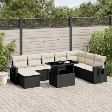 vidaXL 8 részes fekete polyrattan kerti ülőgarnitúra párnákkal kerti bútor