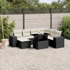 vidaXL 8 részes fekete polyrattan kerti ülőgarnitúra párnákkal kerti bútor