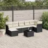 vidaXL 8 részes fekete polyrattan kerti ülőgarnitúra párnákkal