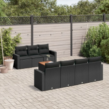 vidaXL 8 részes fekete polyrattan kerti ülőgarnitúra párnákkal kerti bútor