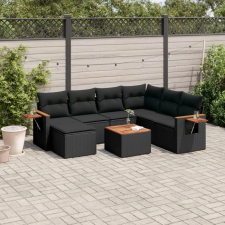 vidaXL 8 részes fekete polyrattan kerti ülőgarnitúra párnákkal kerti bútor