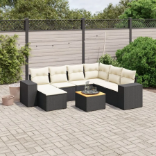 vidaXL 8 részes fekete polyrattan kerti ülőgarnitúra párnákkal kerti bútor