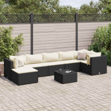 vidaXL 8 részes fekete polyrattan kerti ülőgarnitúra párnákkal kerti bútor