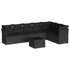 vidaXL 8 részes fekete polyrattan kerti ülőgarnitúra párnákkal (3217745) kerti bútor