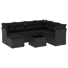 vidaXL 8 részes fekete polyrattan kerti ülőgarnitúra párnákkal (3217995) kerti bútor
