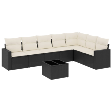 vidaXL 8 részes fekete polyrattan kerti ülőgarnitúra párnákkal (3219046) kerti bútor