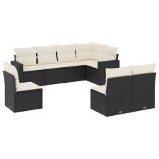 vidaXL 8 részes fekete polyrattan kerti ülőgarnitúra párnákkal (3219056) kerti bútor