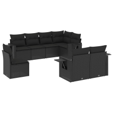 vidaXL 8 részes fekete polyrattan kerti ülőgarnitúra párnákkal (3220434) kerti bútor
