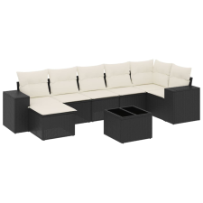 vidaXL 8 részes fekete polyrattan kerti ülőgarnitúra párnákkal (3222885) kerti bútor
