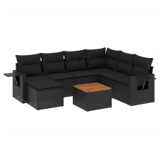 vidaXL 8 részes fekete polyrattan kerti ülőgarnitúra párnákkal (3224676) kerti bútor