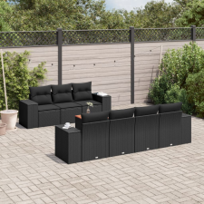 vidaXL 8 részes fekete polyrattan kerti ülőgarnitúra párnákkal (3225348) kerti bútor